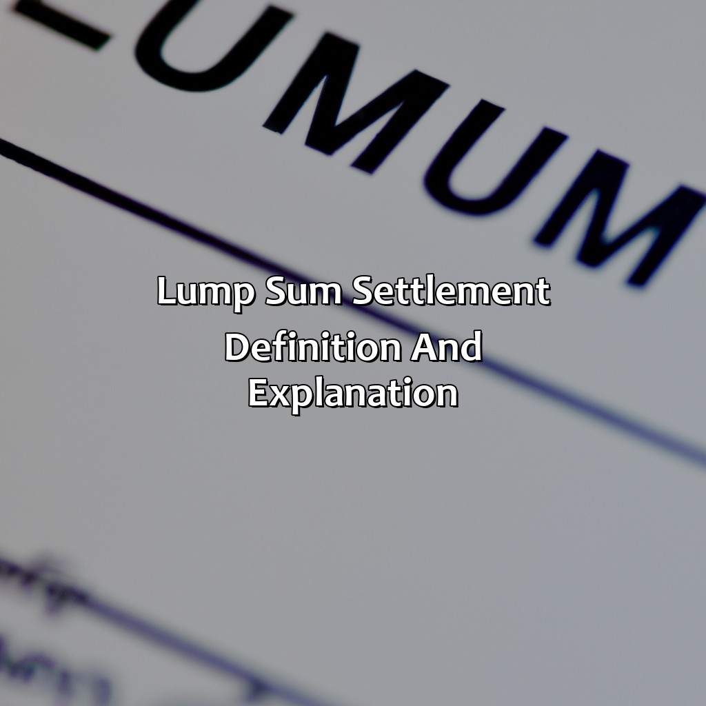 Lump sum settlement - Definition and Explanation-how does a lump sum settlement affect social security?, 