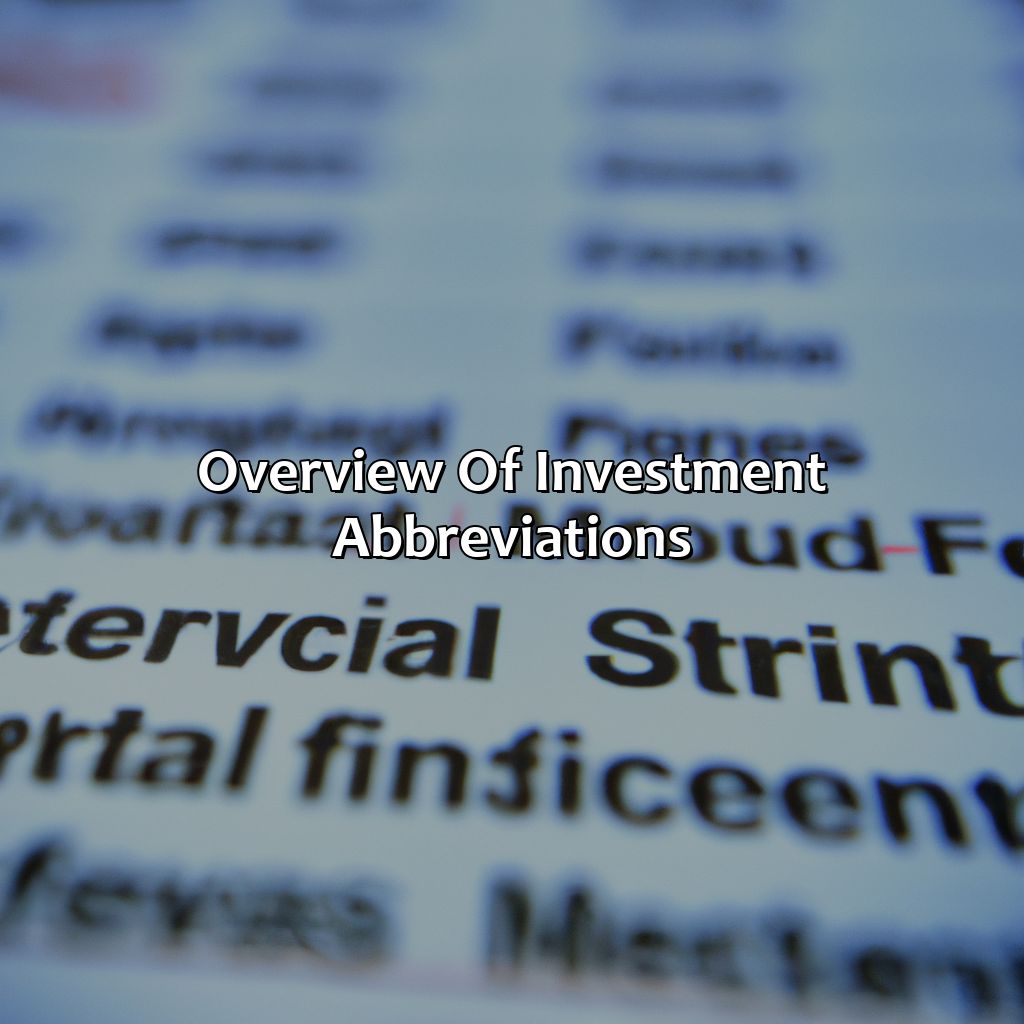 Overview of Investment Abbreviations-how to abbreviate investment?, 