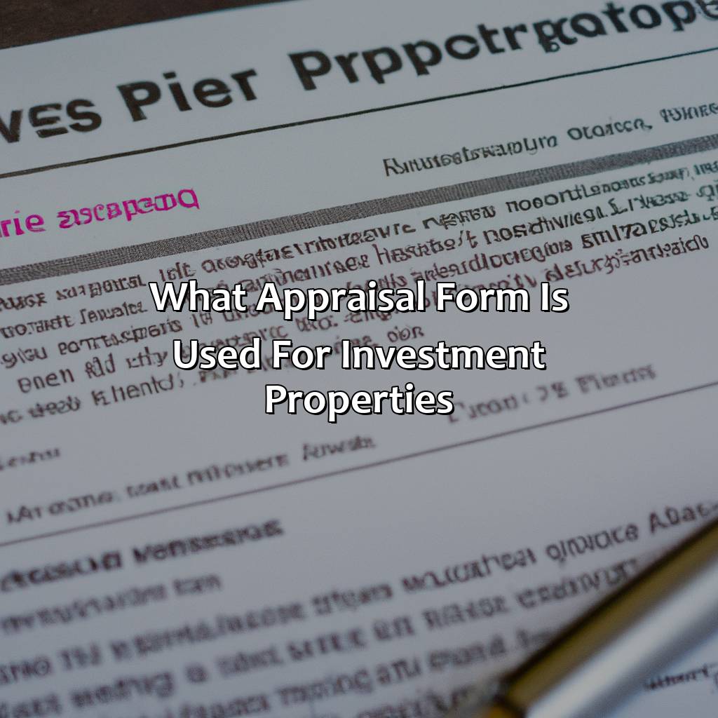 what appraisal form is used for investment properties?,