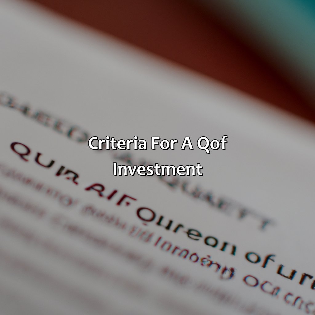 Criteria for a QOF investment-what is a qof investment?, 