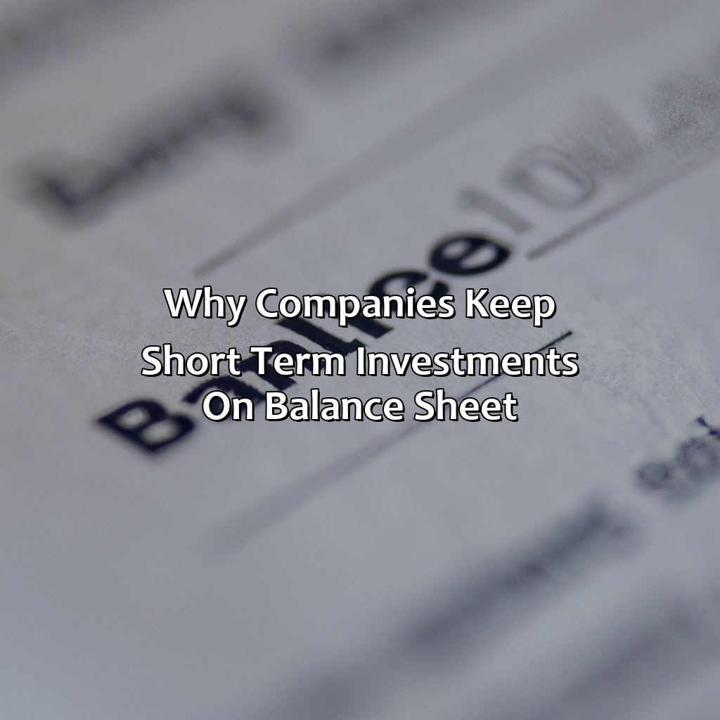 What Is A Short Term Investment On A Balance Sheet