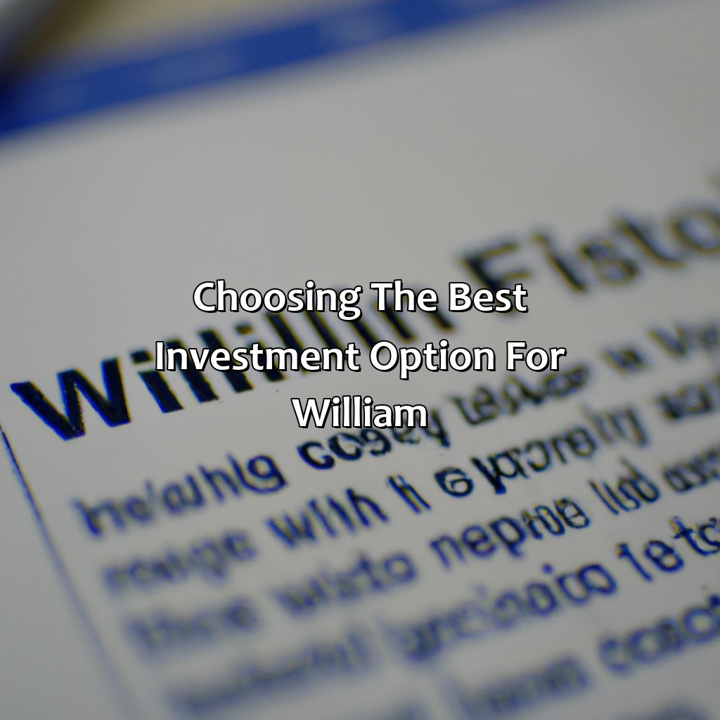 Choosing the Best Investment Option for William-which investment option would best meet william