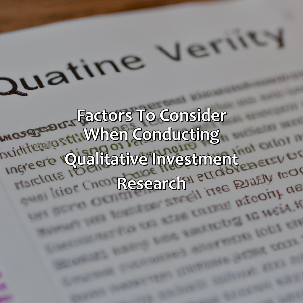 Factors to Consider When Conducting Qualitative Investment Research-which is an example of qualitative investment research?, 